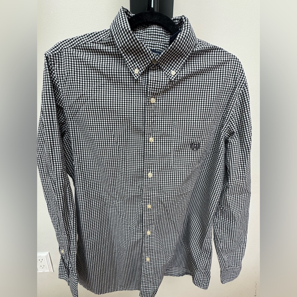 Men's Chaps Black and White Checkered Shirt